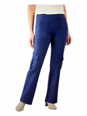 Women with Control Boot Cut Flare Cargo Pants Pockets Pull On Tummy Control S
